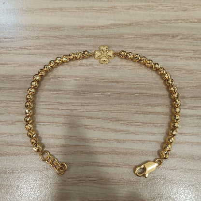 916 gold four-leaf clover flower bead bracelet