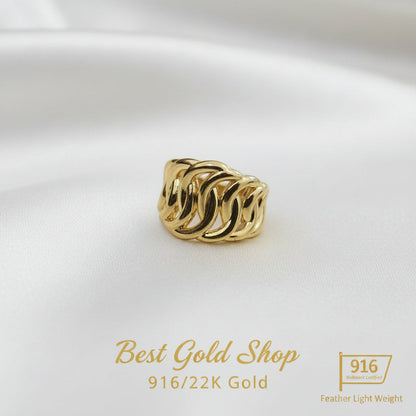 916 Gold Crescent Chain Ring Latest Design Bold and Feather LightRingsBest Gold Shop