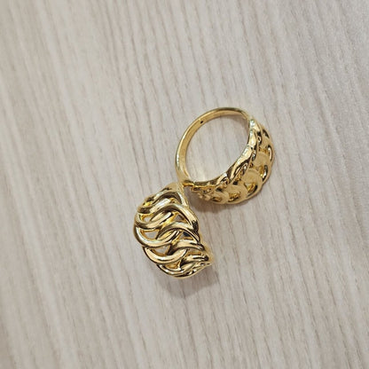 916 Gold Crescent Chain Ring Latest Design Bold and Feather LightRingsBest Gold Shop