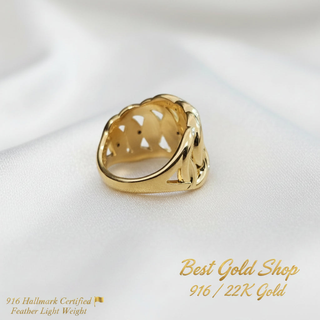 916 Gold Crescent Chain Ring Latest Design Bold and Feather LightRingsBest Gold Shop