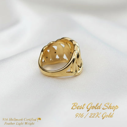916 Gold Crescent Chain Ring Latest Design Bold and Feather LightRingsBest Gold Shop