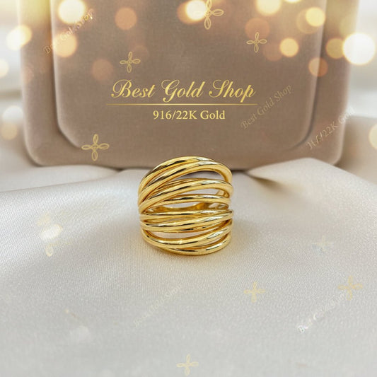 916 Gold (22K) Crisscross V4 Light Weight New design Ring for WomenRingsBest Gold Shop