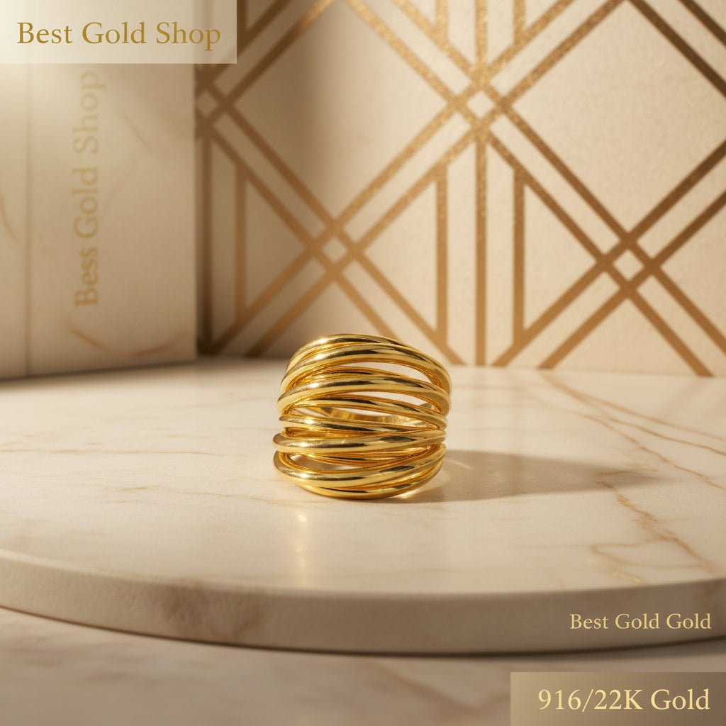 916 Gold (22K) Crisscross V4 Light Weight New design Ring for WomenRingsBest Gold Shop