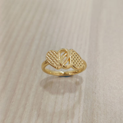 Front view of 916 gold cross heart ring