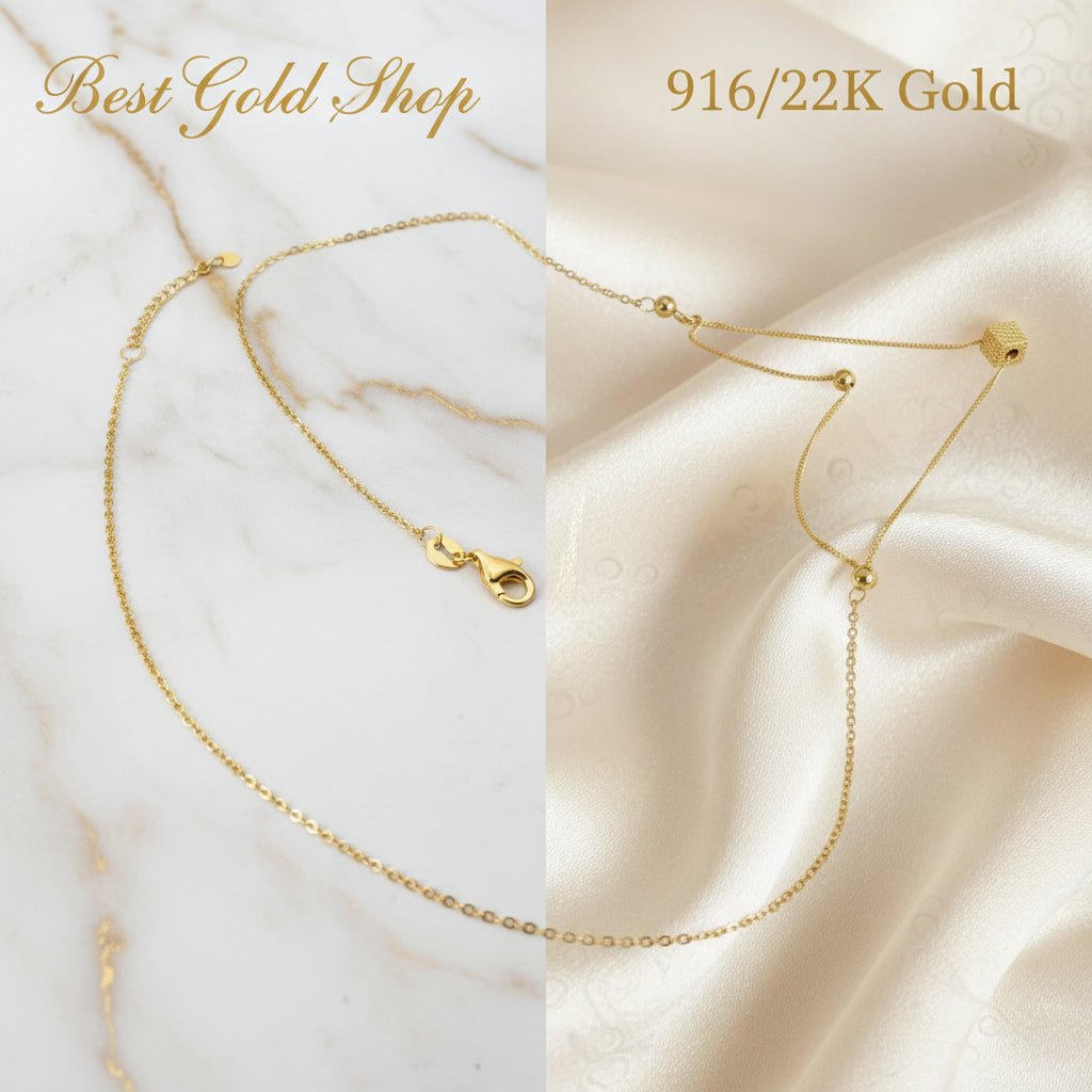 916 Gold (22K) Cube Bead high - polish finish Necklace for WomenNecklacesBest Gold Shop