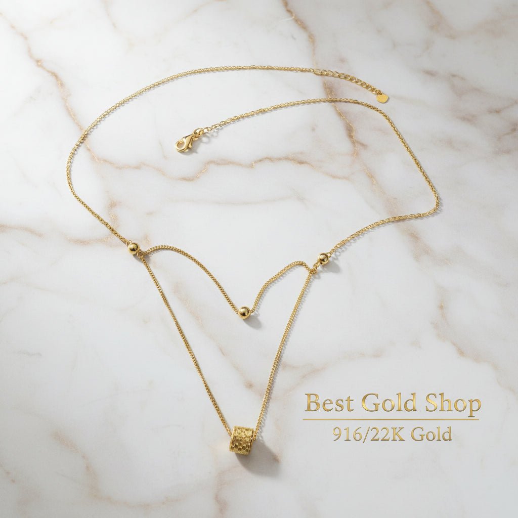 916 Gold (22K) Cube Bead high - polish finish Necklace for WomenNecklacesBest Gold Shop