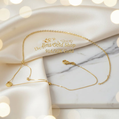 916 Gold (22K) Cube Bead high - polish finish Necklace for WomenNecklacesBest Gold Shop