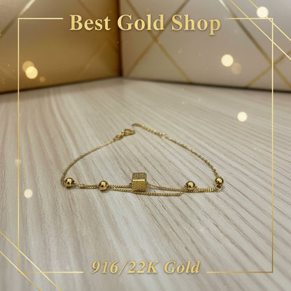 916 Gold Cube Beads Bracelet high - polish finish 22k gold - Photo 4 - Best Gold Shop