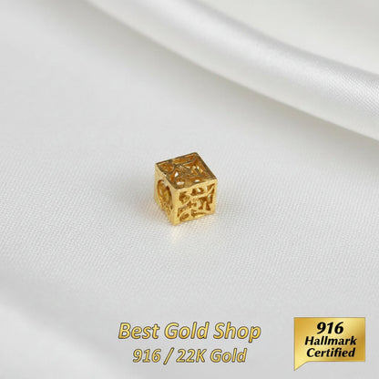 916 Gold Cube Stopper Charm | Modern Bracelet StopperCharms & PendantsBest Gold Shop