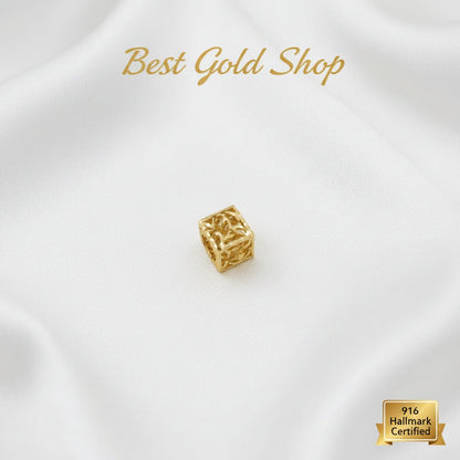 916 Gold Cube Stopper Charm | Modern Bracelet StopperCharms & PendantsBest Gold Shop