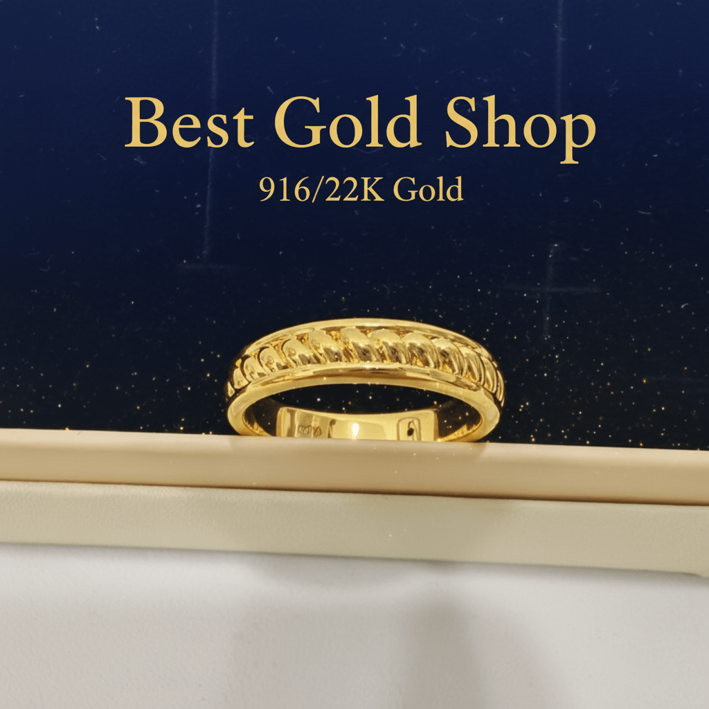 916 Gold (22K) Curb Link Feather Light Ring for WomenRingsBest Gold Shop