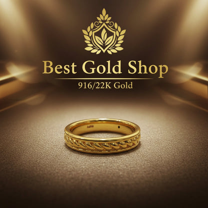 916 Gold (22K) Curb Link Feather Light Ring for WomenRingsBest Gold Shop