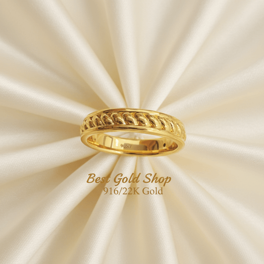 916 Gold (22K) Curb Link Feather Light Ring for WomenRingsBest Gold Shop