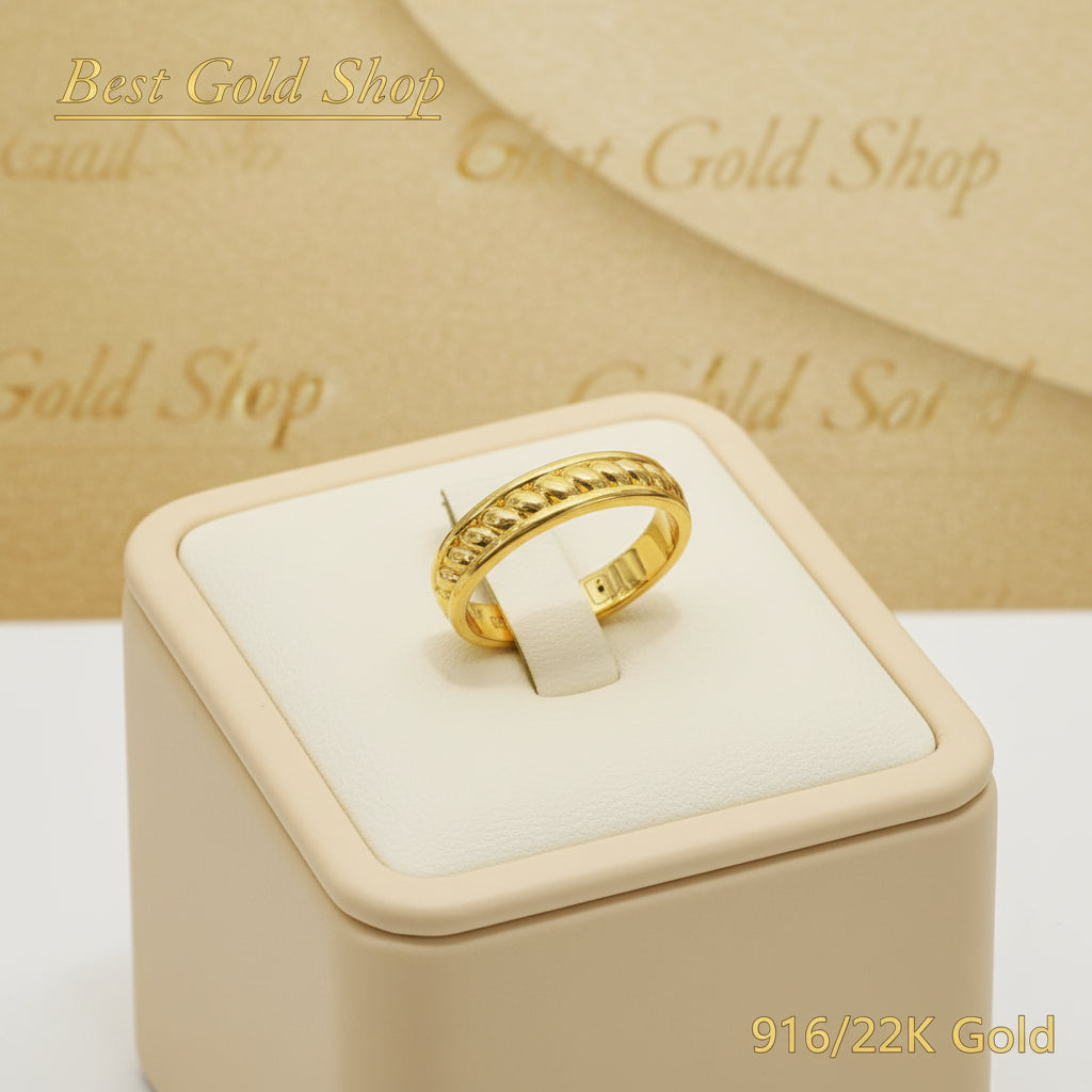 916 Gold (22K) Curb Link Feather Light Ring for WomenRingsBest Gold Shop