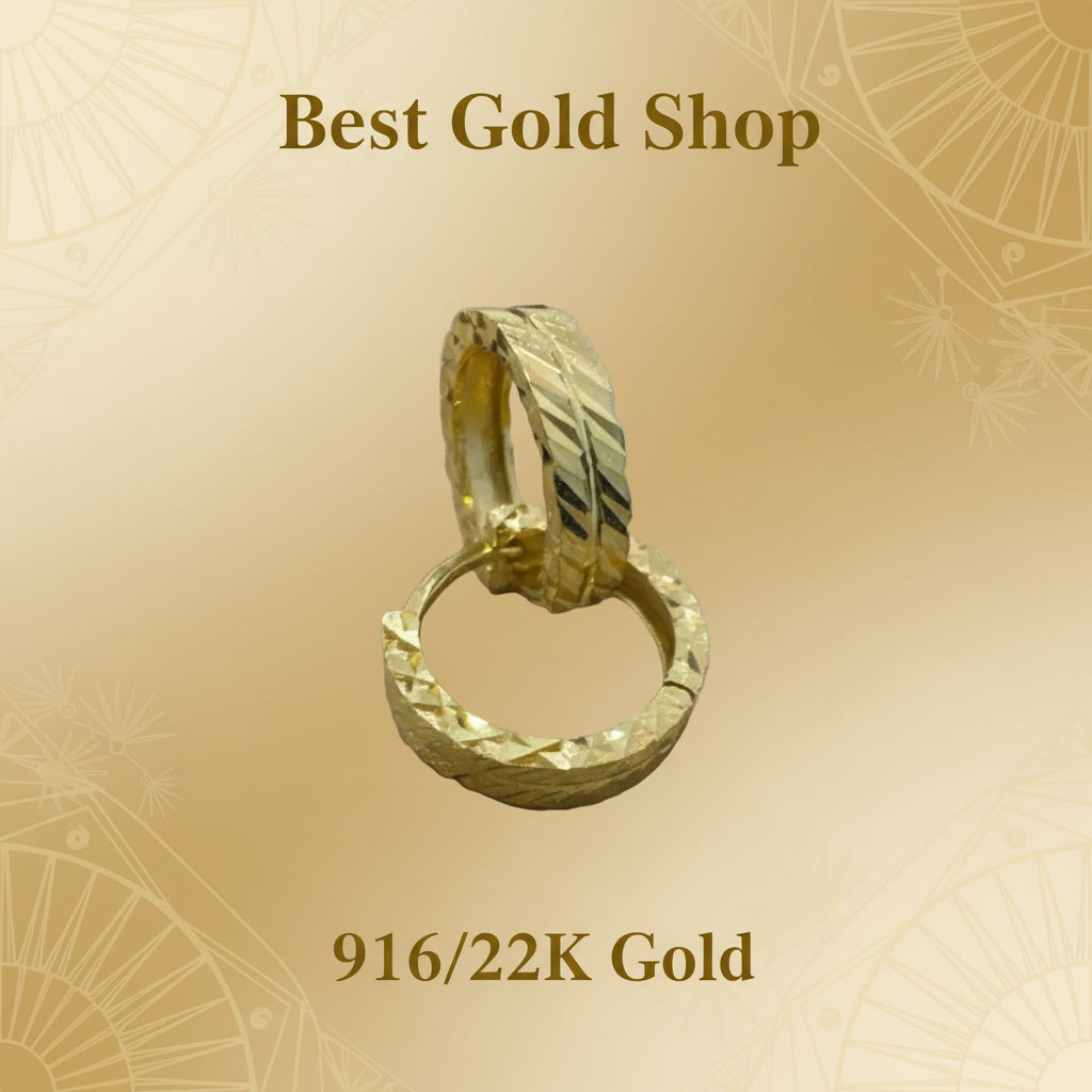 916 Gold (22K) Cutting Loop Small Size Precision Edition Earring for WomenEarringsBest Gold Shop