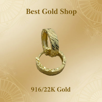 916 Gold (22K) Cutting Loop Small Size Precision Edition Earring for WomenEarringsBest Gold Shop