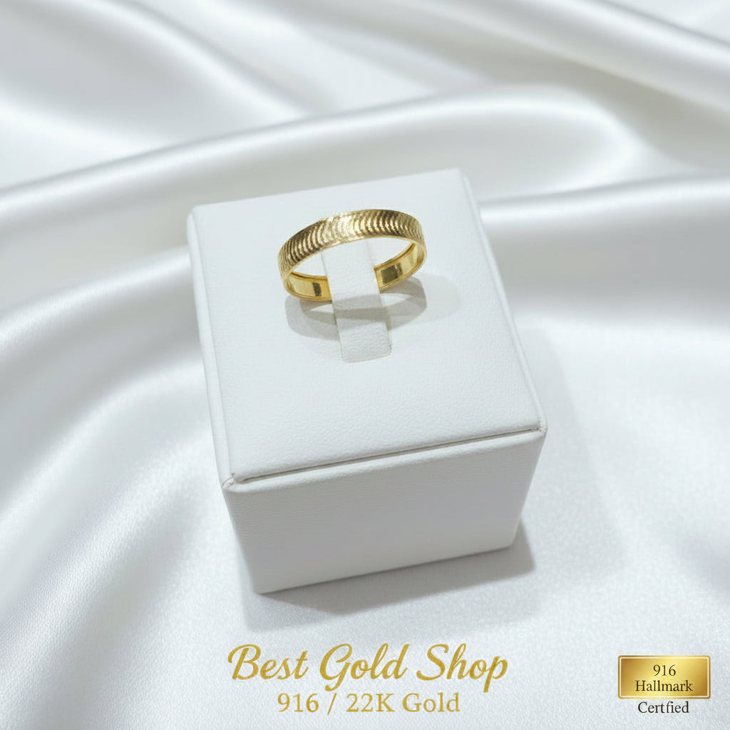 916 Gold Cutting Ring V2 | Simple Elegant 22K Design - View 2