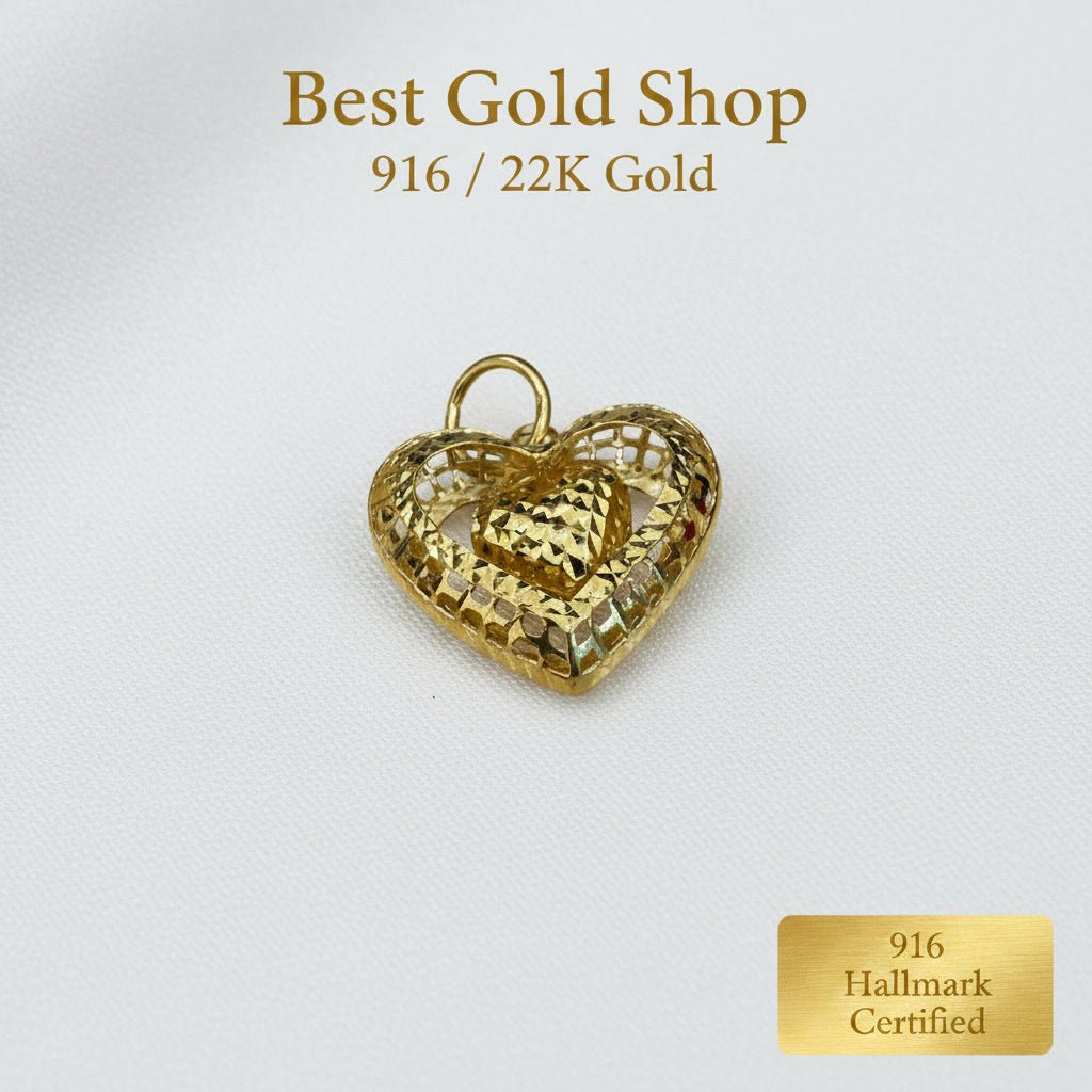 916 Gold Dangling Heart Pendant | Elegant Symbol of LoveCharms & PendantsBest Gold Shop