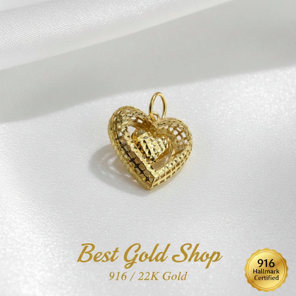 916 Gold Dangling Heart Pendant | Elegant Symbol of LoveCharms & PendantsBest Gold Shop