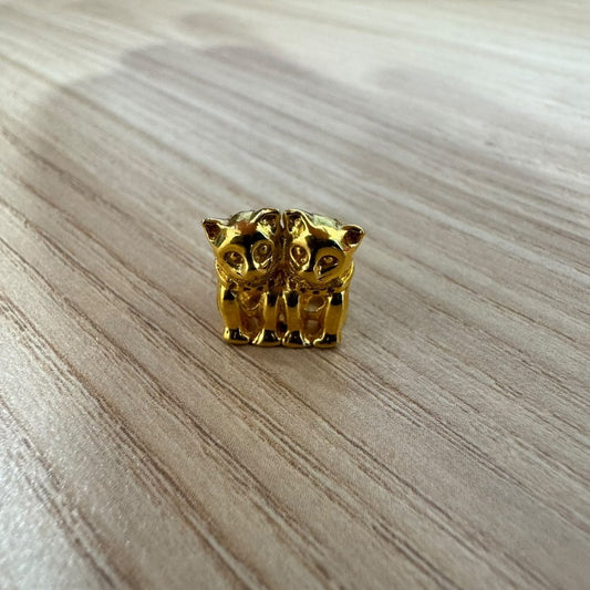 916 Gold Double Cat Charm | Symbol of Happiness Good FortuneCharms & PendantsBest Gold Shop