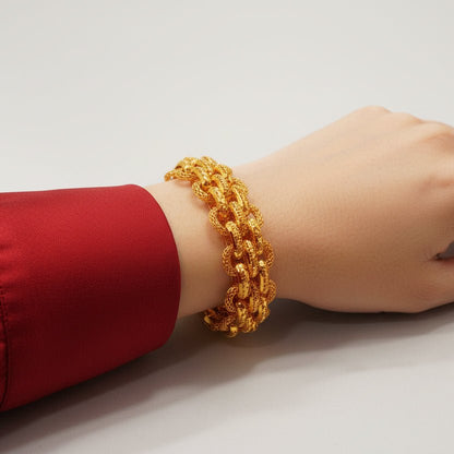 916 Gold Double Link Bracelet – Very BeautifulBraceletsBest Gold Shop