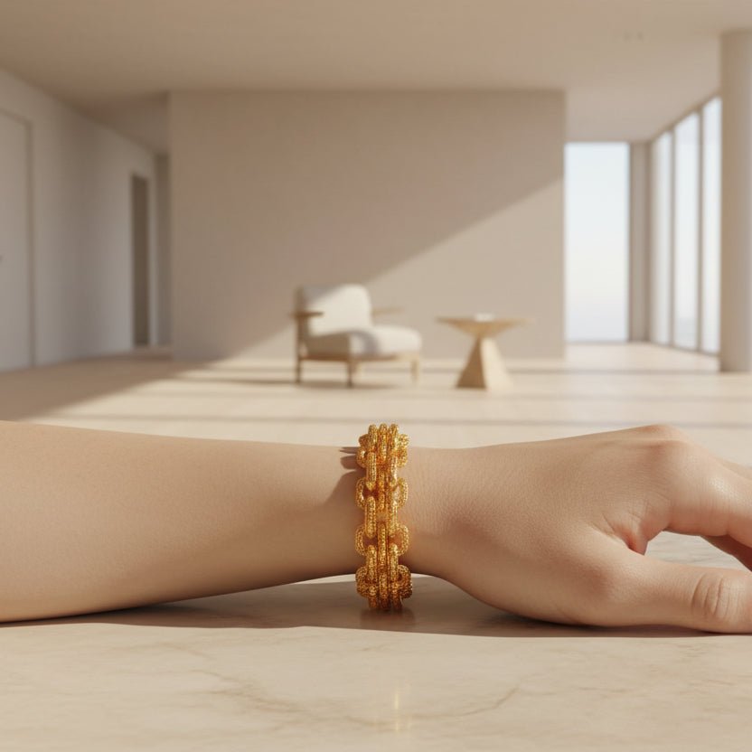 916 Gold Double Link Bracelet – Very BeautifulBraceletsBest Gold Shop