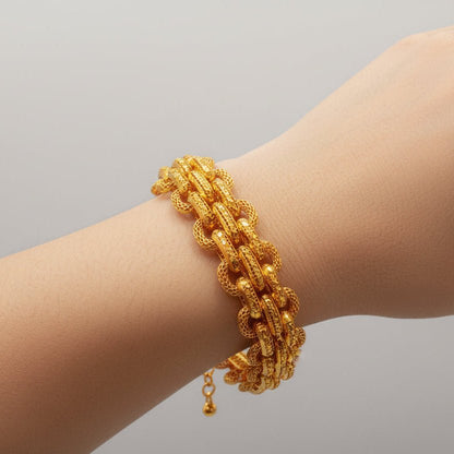 916 Gold Double Link Bracelet – Very BeautifulBraceletsBest Gold Shop