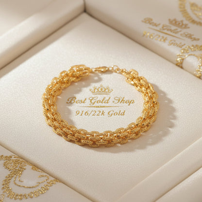916 Gold Double Link Bracelet – Very BeautifulBraceletsBest Gold Shop