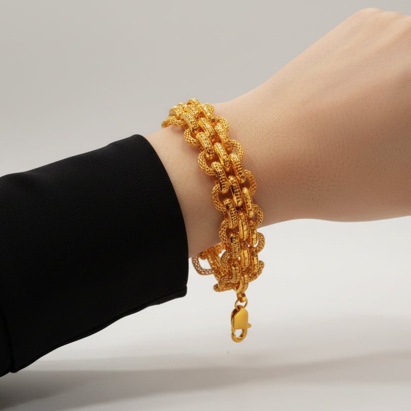 916 Gold Double Link Bracelet – Very BeautifulBraceletsBest Gold Shop