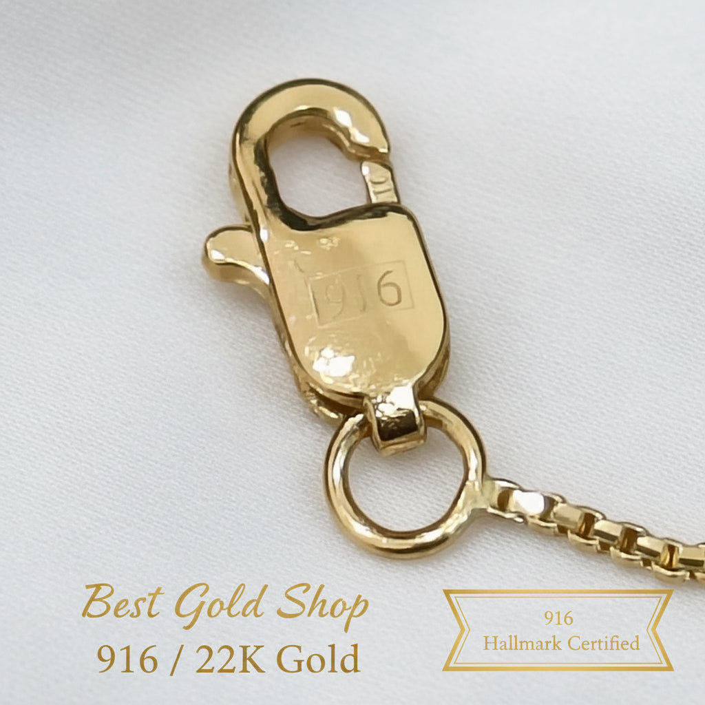 Full-length view of 17.5cm 916 Gold Fancy Bead Station Bracelet.