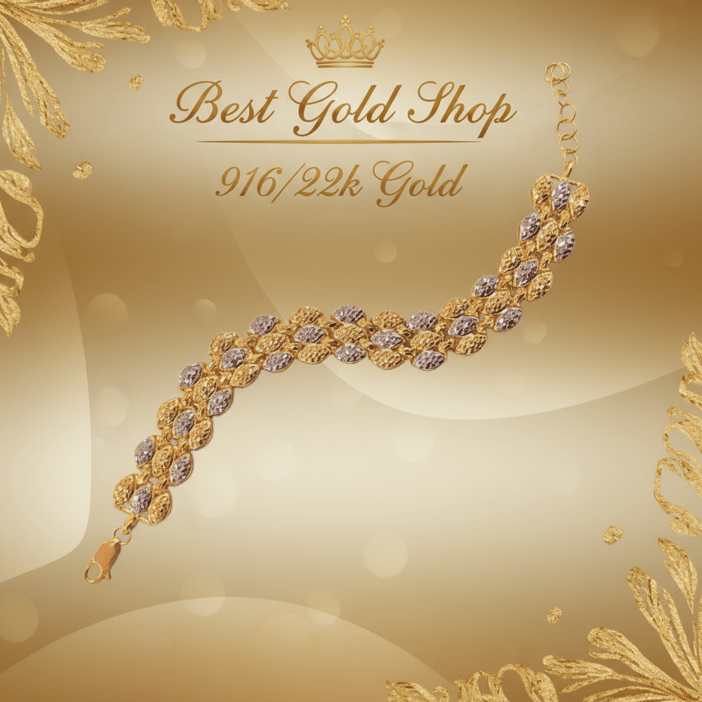 916 Gold Fancy Bracelet – 2 Tone, Lightweight & Wide 22k gold - Photo 2 - Best Gold Shop