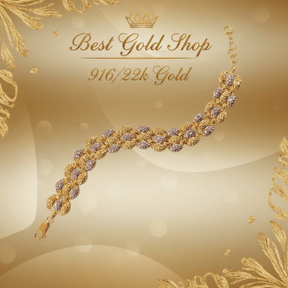 916 Gold Fancy Bracelet – 2 Tone, Lightweight & Wide 22k gold - Photo 2 - Best Gold Shop
