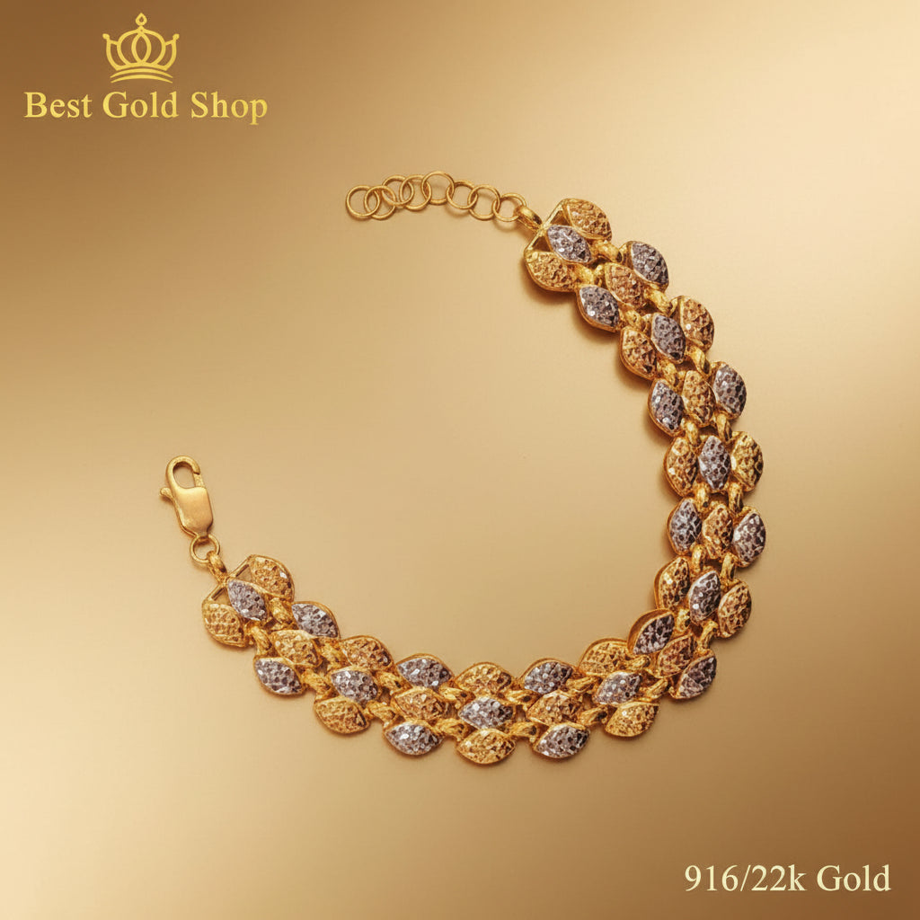 916 Gold Fancy Bracelet – 2 Tone, Lightweight & Wide 22k gold - Photo 5 - Best Gold Shop