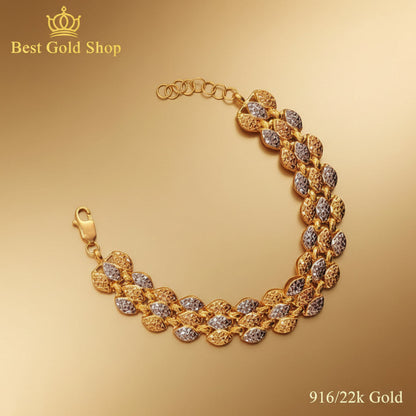 916 Gold Fancy Bracelet – 2 Tone, Lightweight & Wide 22k gold - Photo 5 - Best Gold Shop