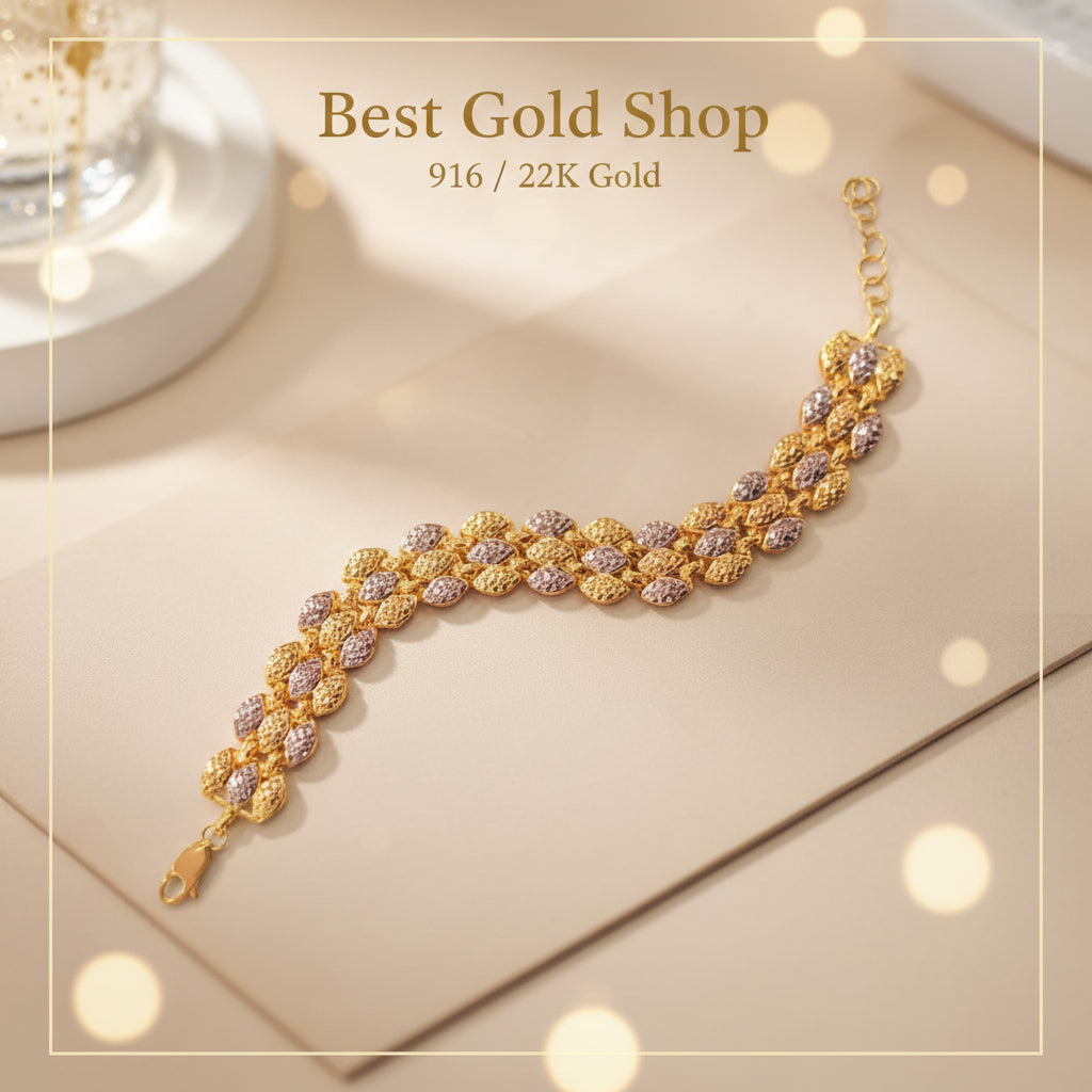 916 Gold Fancy Bracelet – 2 Tone, Lightweight & Wide 22k gold - Photo 4 - Best Gold Shop