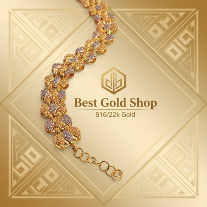 916 Gold Fancy Bracelet – 2 Tone, Lightweight & Wide 22k gold - Photo 3 - Best Gold Shop