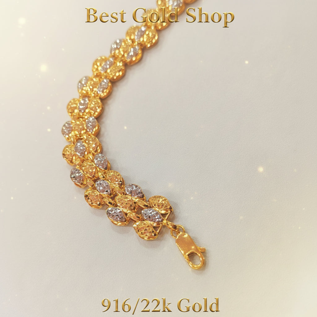 916 Gold Fancy Bracelet – 2 Tone, Lightweight & Wide 22k gold - Photo 1 - Best Gold Shop