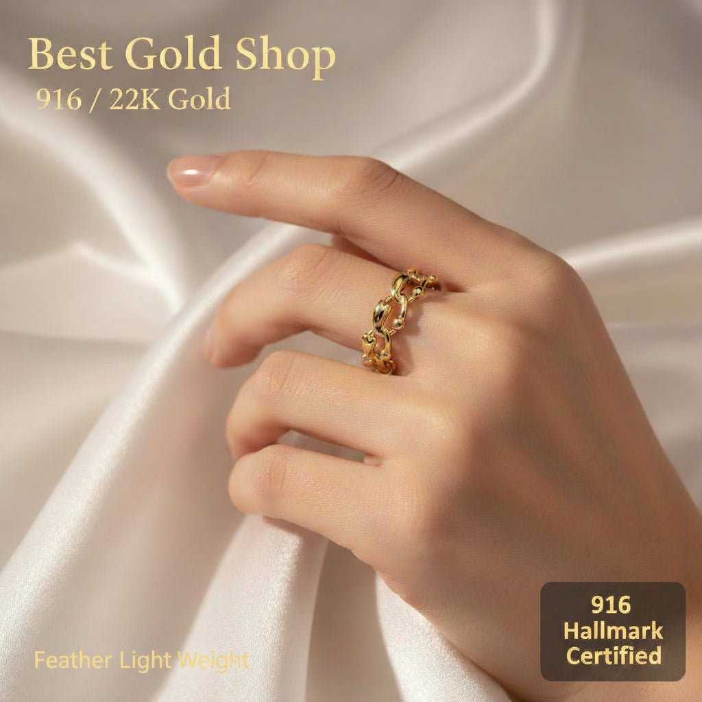 916 Gold Fancy Curb Ring New Design StylishRingsBest Gold Shop