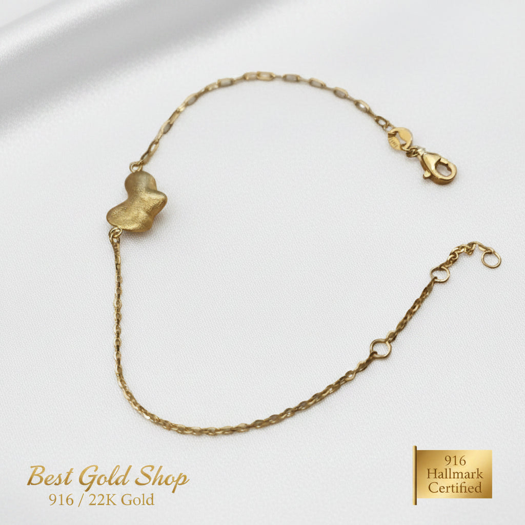 916 gold fancy lightweight bracelet in 22K yellow gold - view 2