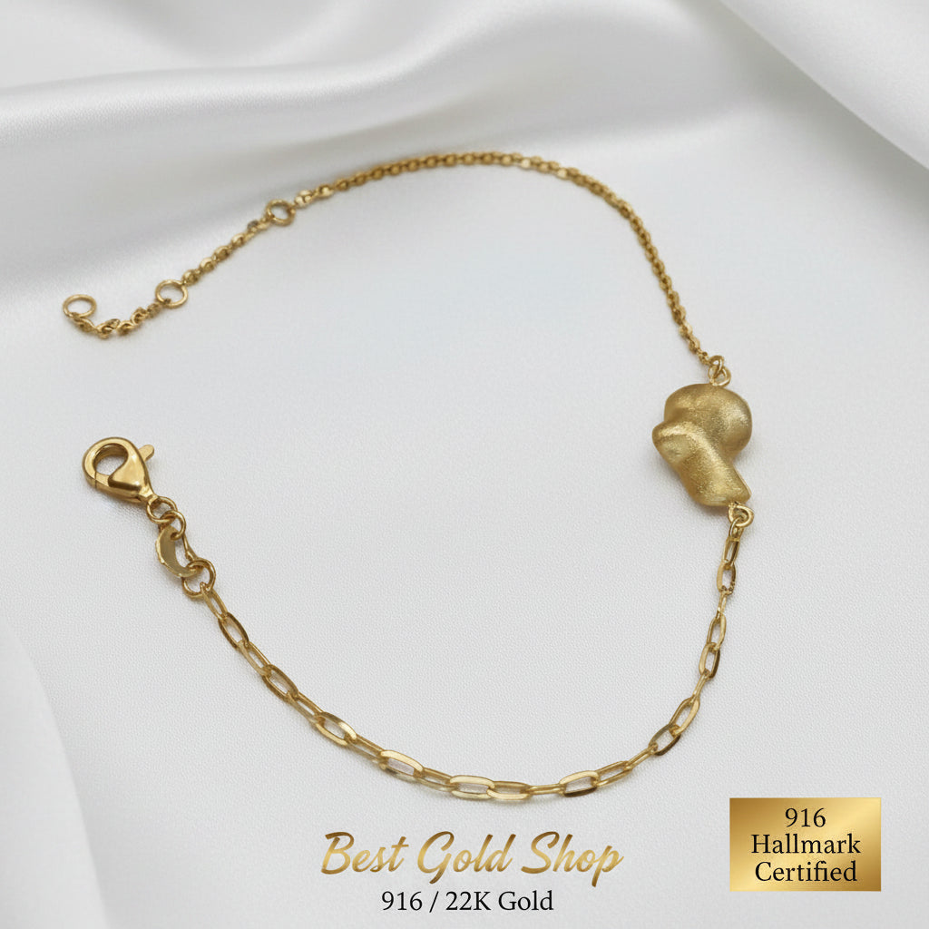 916 gold fancy lightweight bracelet in 22K yellow gold - view 4