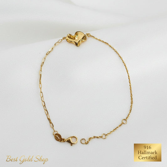 916 gold fancy lightweight bracelet in 22K yellow gold - view 5