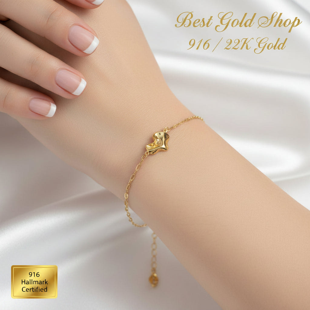 916 Gold Fancy Bracelet | Elegant Lightweight 22K Gold Design