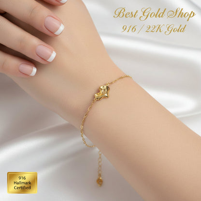 916 Gold Fancy Bracelet | Elegant Lightweight 22K Gold Design