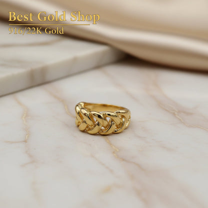 916 Gold Fishbone Ring | Bold Architectural Lightweight Series 22k gold - Photo 4 - Best Gold Shop
