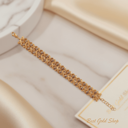 916 Gold Flower Bracelet – 2 Tone Shiny and ElegantBraceletsBest Gold Shop