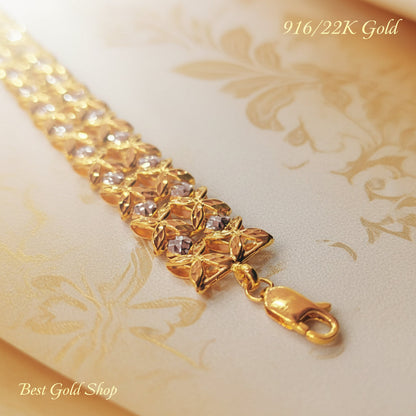 916 Gold Flower Bracelet – 2 Tone Shiny and ElegantBraceletsBest Gold Shop