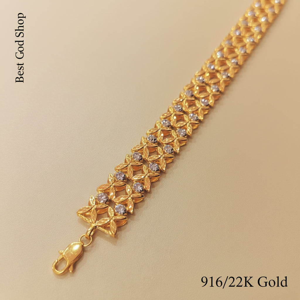 916 Gold Flower Bracelet – 2 Tone Shiny and ElegantBraceletsBest Gold Shop