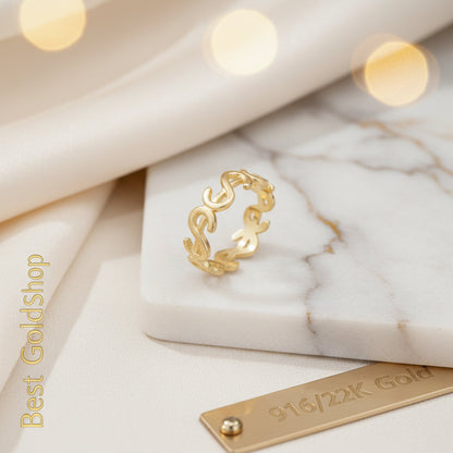 Side profile of the 916 gold full round dollar ring band