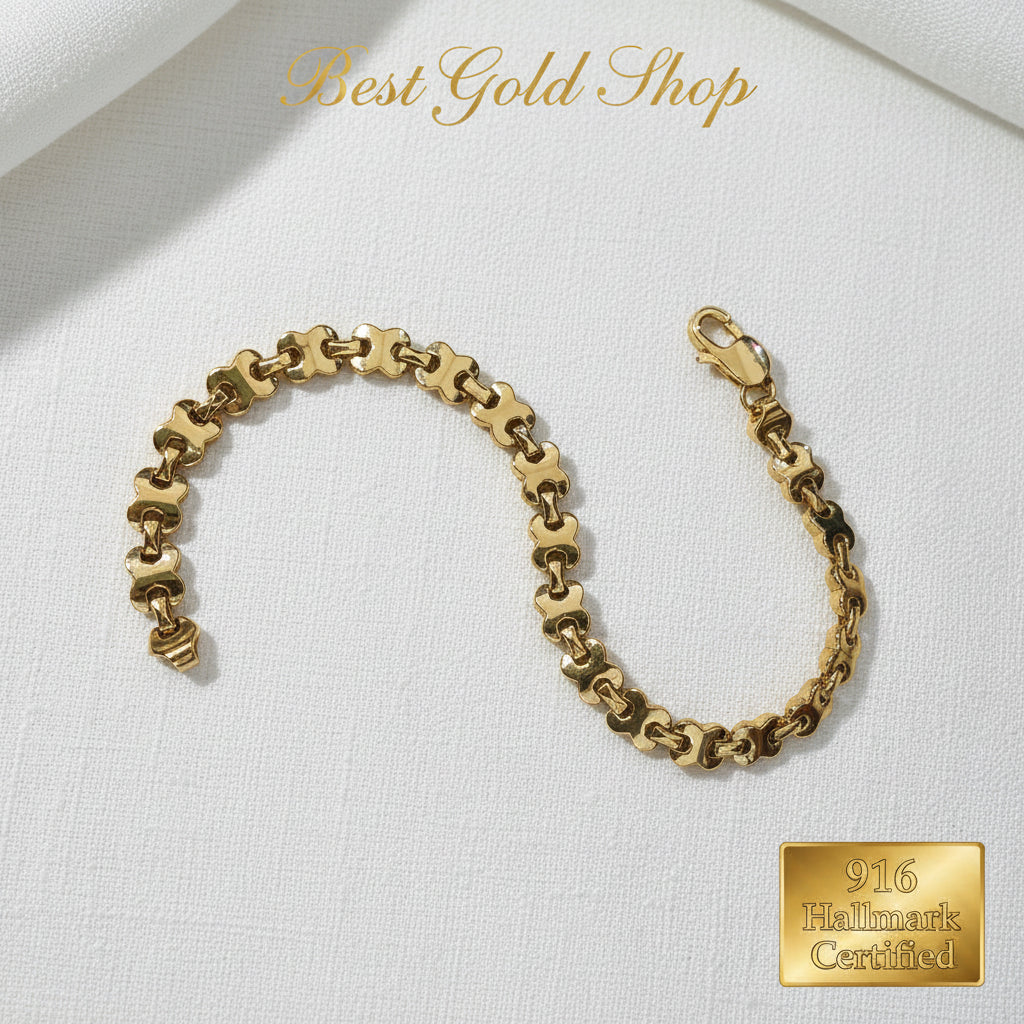 916 gold geometric bracelet in modern 22K yellow gold - view 2