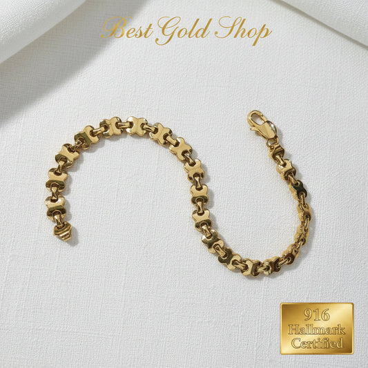 916 gold geometric bracelet in modern 22K yellow gold - view 2
